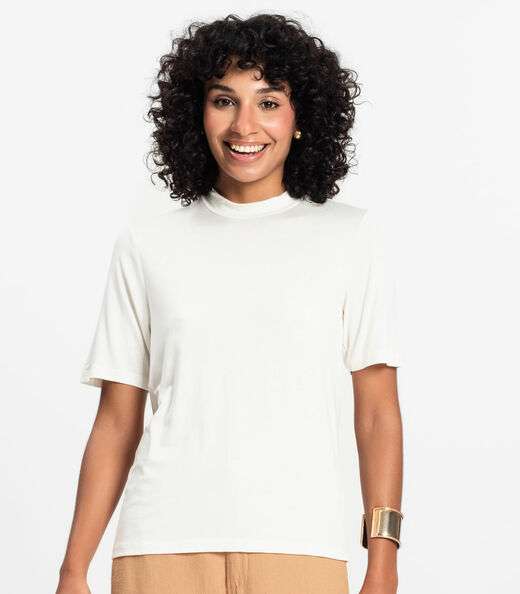 Blusa Feminina Básica em Malha Visco Rovitex Bege