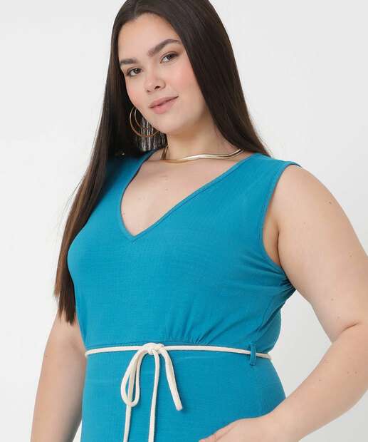 Vestido Plus Size Feminino Midi Fenda Marisa