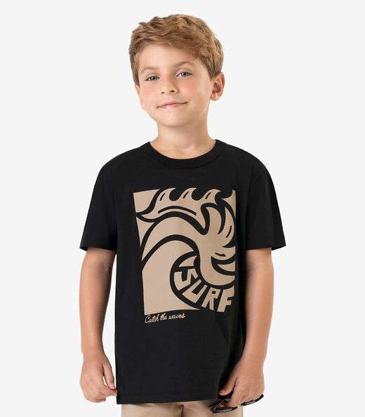 Conjunto Camiseta com Bermuda Meia Malha RoviKids Preto