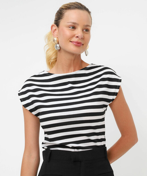 Image_Blusa Feminina Mucle Tee Listrada Marisa Preto