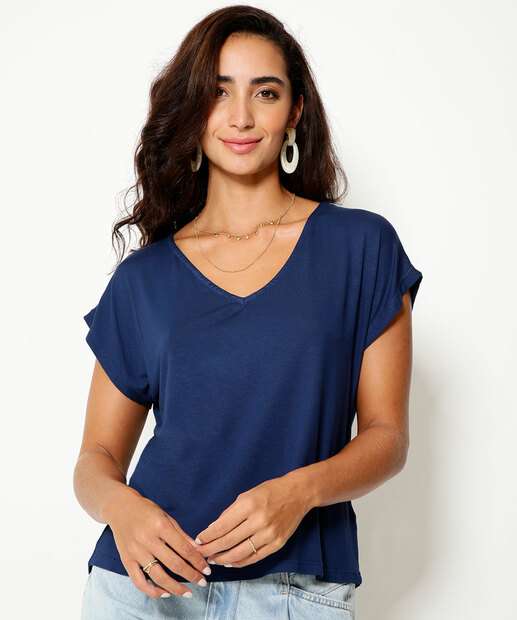 Blusa Feminina Básica Manga Curta Marisa