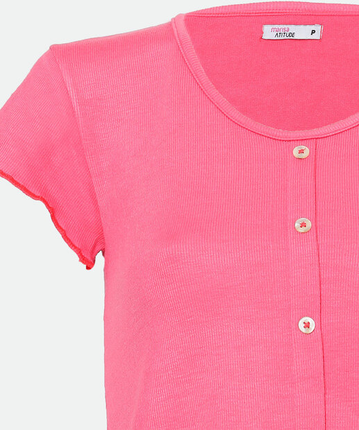 Blusa Cropped Feminina Canelada Botões Marisa