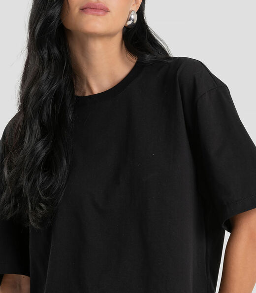 Blusa Feminina em Meia Malha com Renda Dianna Preto
