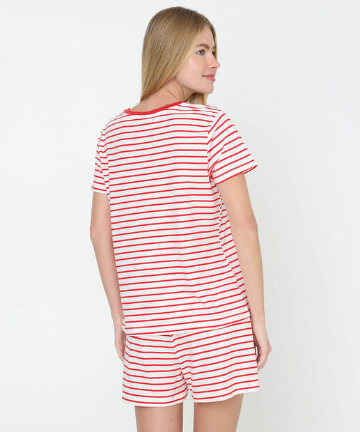 Pijama Feminino Hello Kitty Listrado Vermelho