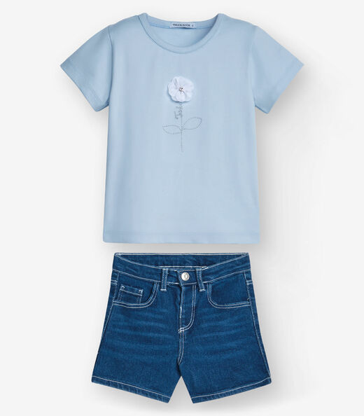 Conjunto Infantil Blusa com Shorts Trick Nick Azul