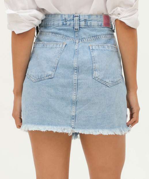 Mini Saia Jeans Feminina Marmorizada