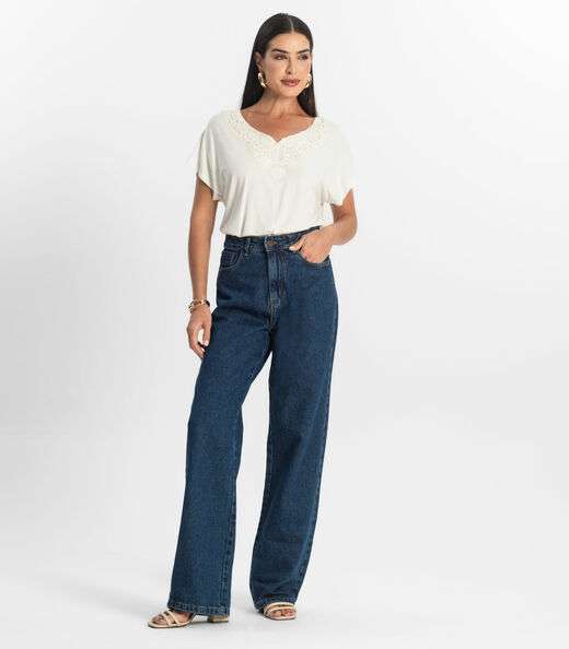 Blusa Feminina Manga Curta Viscotorcion Select Bege