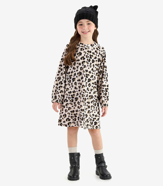 Vestido em Fleece Comfort Rovi Kids Bege