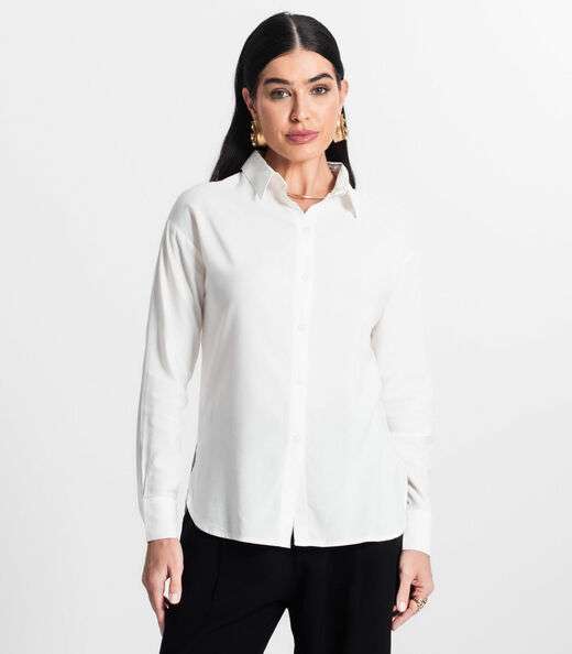 Camisa Feminina Oversized Listras Select Off White