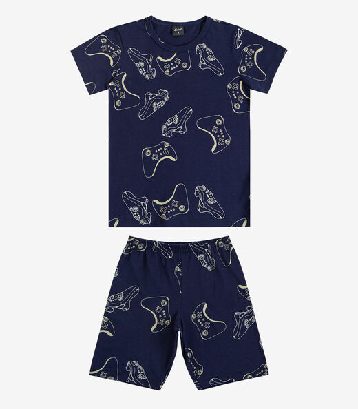Pijama Infantil Camiseta e Bermuda Select Azul