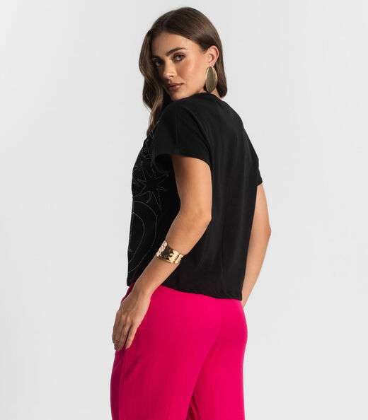 Blusa Feminina Manga Curta Endless Preto