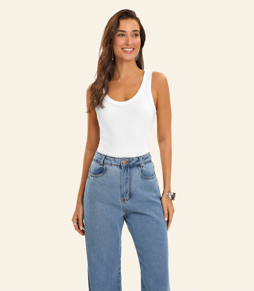 Regata em Ribana de Viscose Rovitex Branco