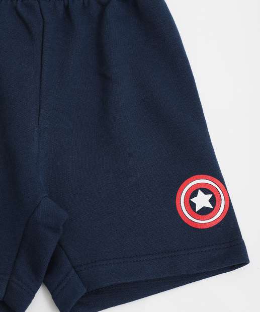 Conjunto Infantil Capitão América Marvel Tam 1 a 3 Azul