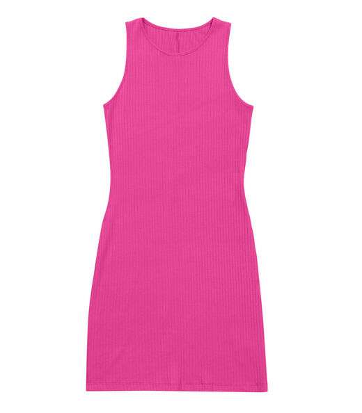 Vestido Curto Em Ribana Canelada Rovitex Rosa