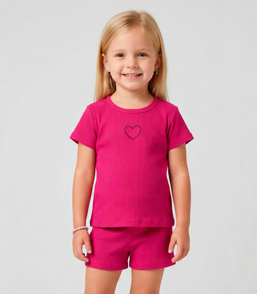 Conjunto Infantil Feminino Blusa e Short Select Rosa