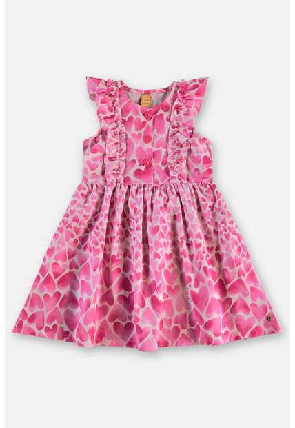Vestido Infantil Corações em Algodão Up Baby
