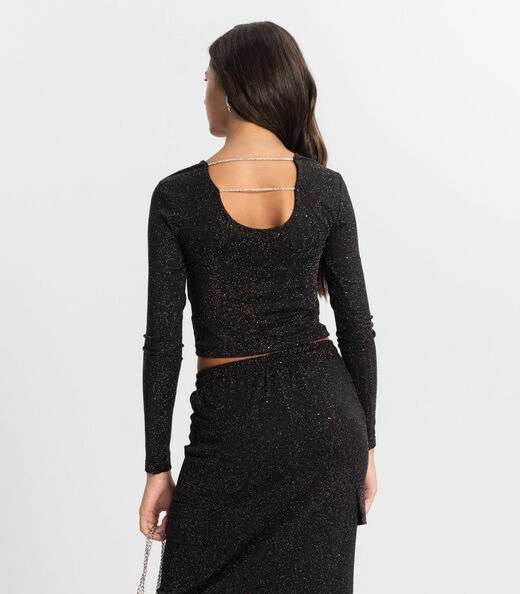 Blusa Juvenil Feminina Manga Longa Minty Preto