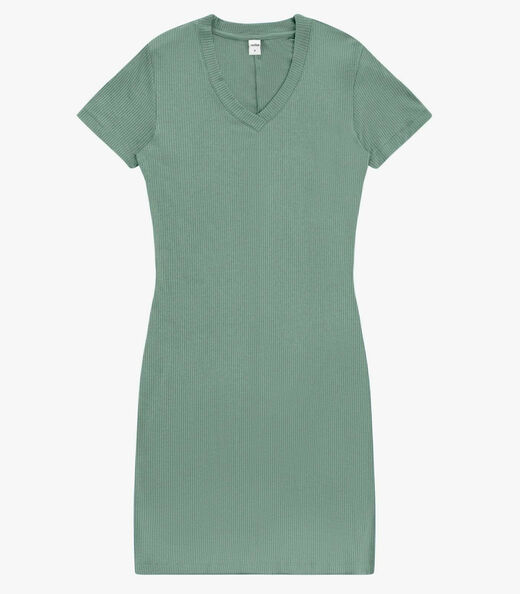 Image_Vestido Curto Feminino Ribana Canelada Rovitex Verde