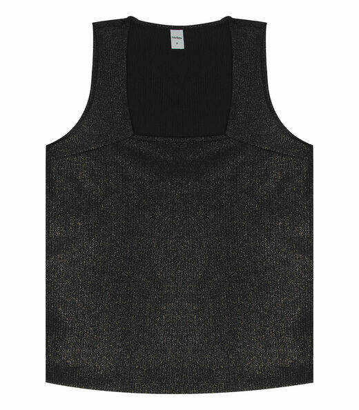 Regata Feminina Em Ribana Canelada Lurex Rovitex Preto