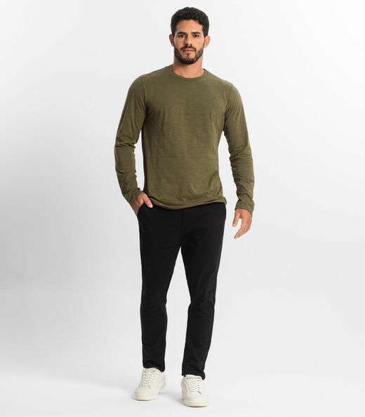 Camiseta Masculina Manga Longa Básica Diametro Verde