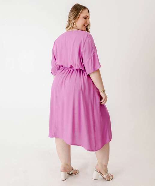 Vestido Plus Size Feminino Botões Manga Curta Marisa