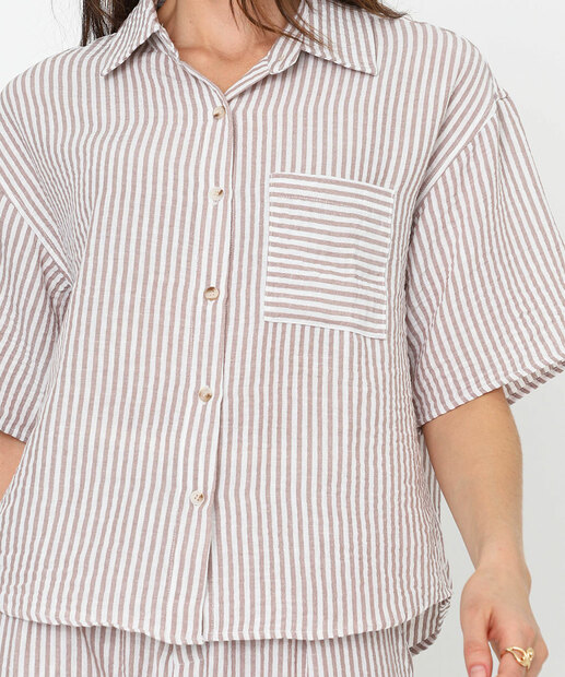 Camisa Feminina Lisrada Manga Curta Marisa Off White