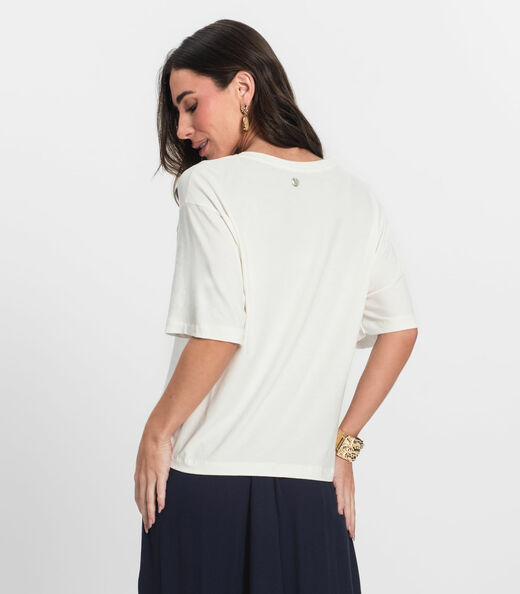 T- Shirt Feminina Manga Curta Endless Bege