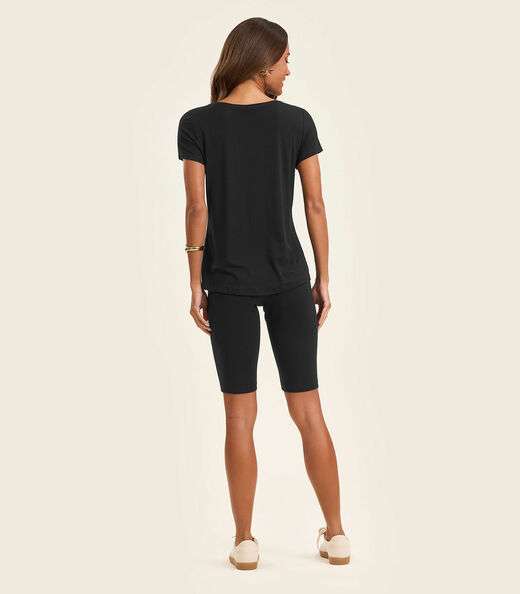 Bermuda Ciclista Feminina em Cotton Pesado Rovitex Preto