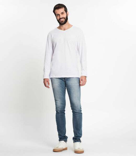 Camiseta Meia Malha Básica Masculina Kohmar Branco