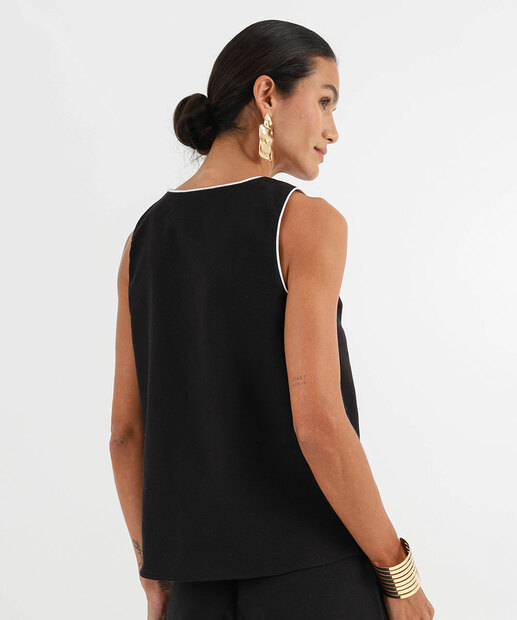 Blusa Regata Feminina Viés Alças Largas Marisa Preto