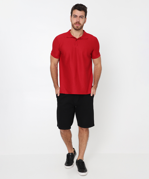 Polo Masculina Textura Manga Curta Marisa Vermelho
