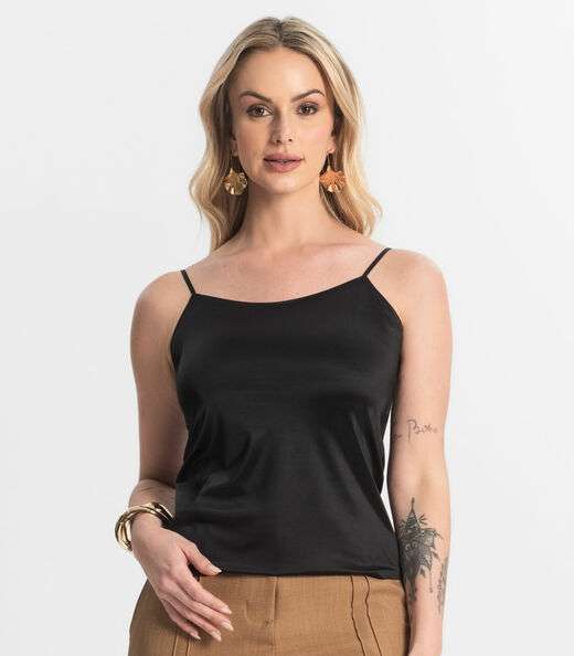 Regata Feminina Em Poliamida Sem Costura Select Preto