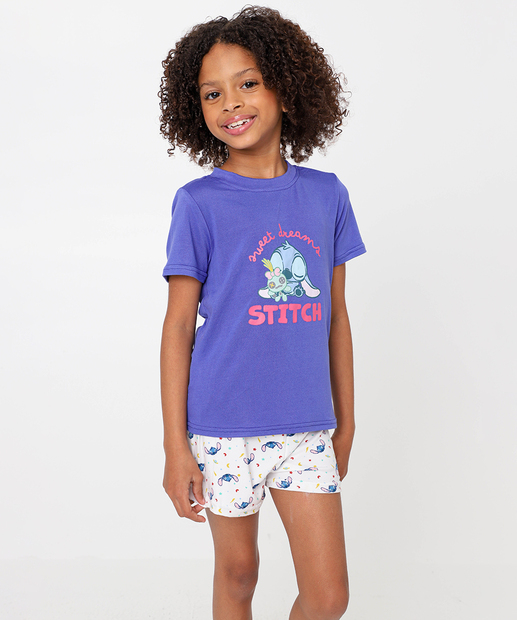 Image_Pijama Infantil Manga Curta Stitch Tam 4 a 12 Lilás