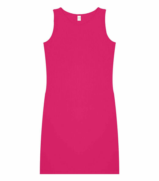 Vestido Curto Em Ribana Canelada Rovitex Rosa
