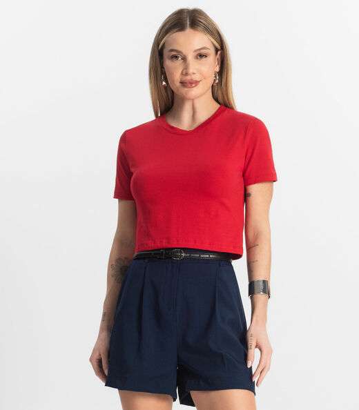 Blusa Básica Feminina Cotton Leve Rovitex Vermelho