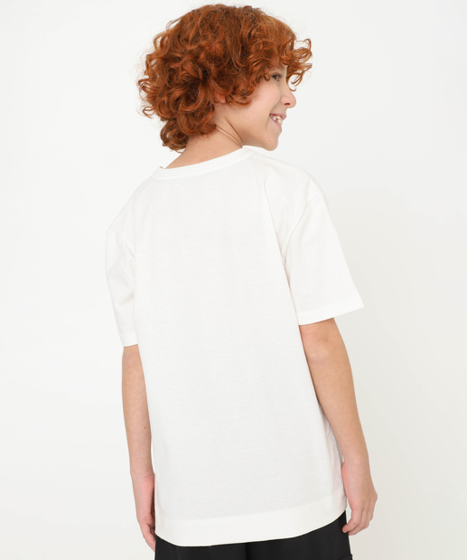 Camiseta Juvenil Estampada Marvel Tam 10 a 16 Off White