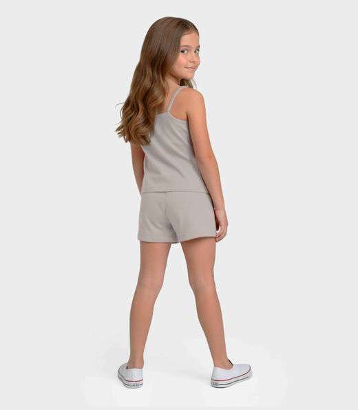 Conjunto Infantil Blusa e Shorts Feminino Select Cinza
