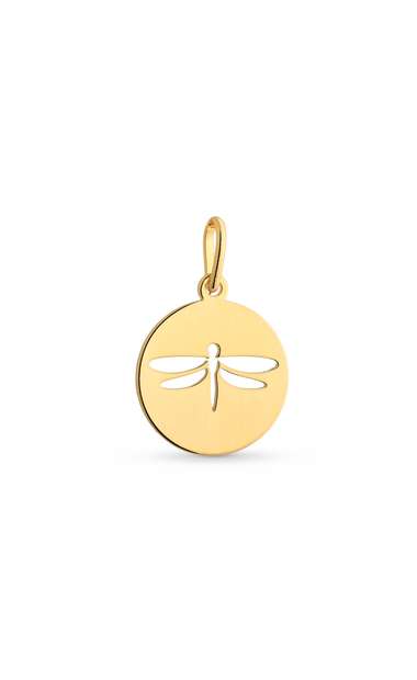 Image_Pingente Semijoia Redondo Design Vazado Libélula Banhado A Ouro 18 K