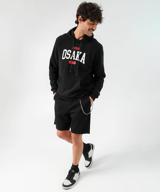 Blusão Masculino Moletom Estampado Marisa Preto