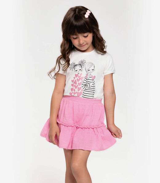 Conjunto Infantil Blusa Com Saia Trick Nick Rosa