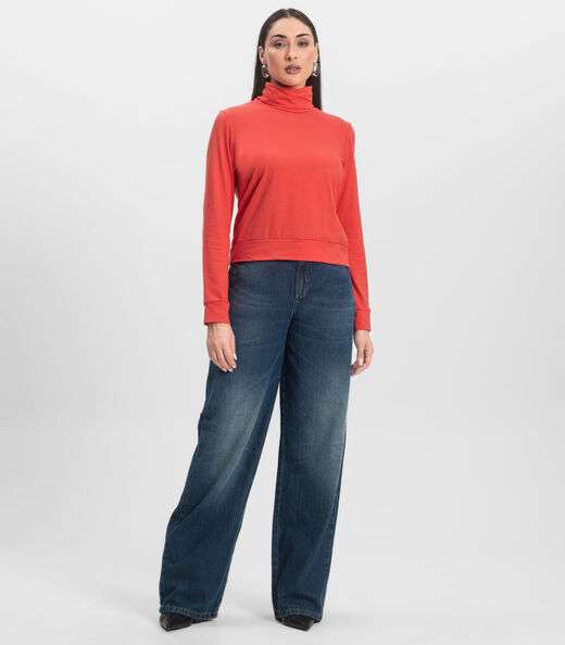 Blusão Gola Alta Infinita Cor Feminino Laranja