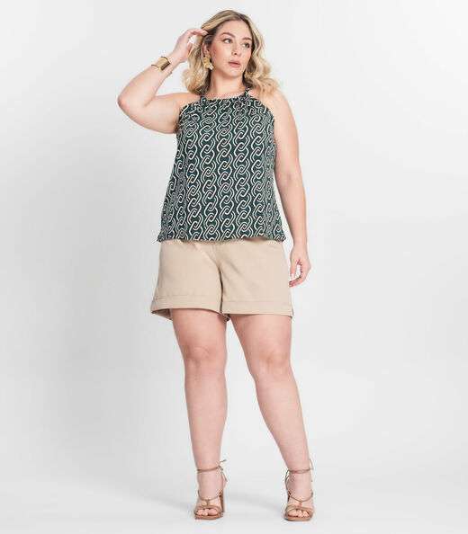 Blusa de Alça Plus Size Infinita Cor Verde