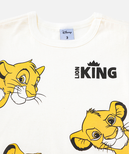 Camiseta Infantil Simba Rei Leão Tam 1 a 3 Off White