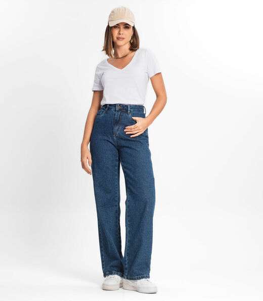 Blusa Feminina Manga Curta Decote V Rovitex Branco
