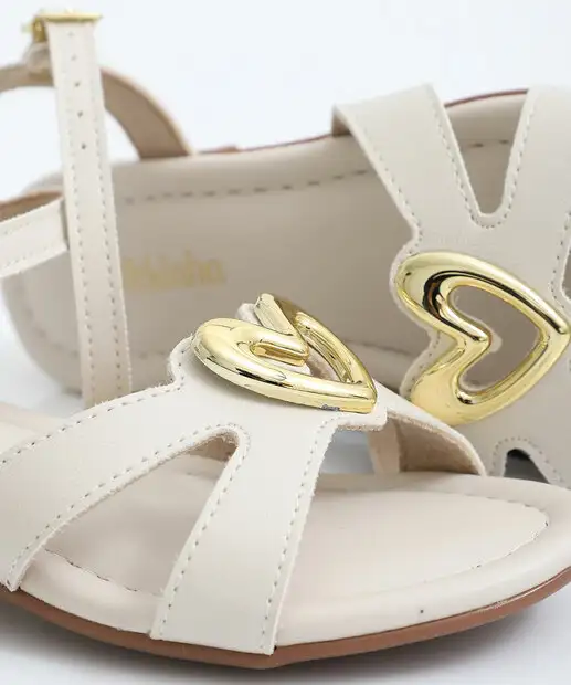 Sandália Infantil Coração Molekinha Off White