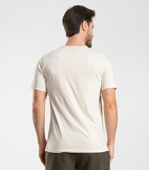 Camiseta Masculina Com Estampa Localizada Diametro Bege