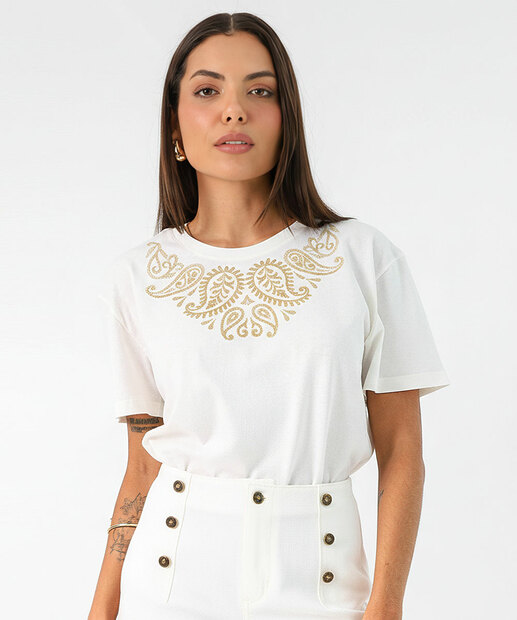 Image_Blusa Feminina Estampa Paisley Manga Curta Marisa Off White