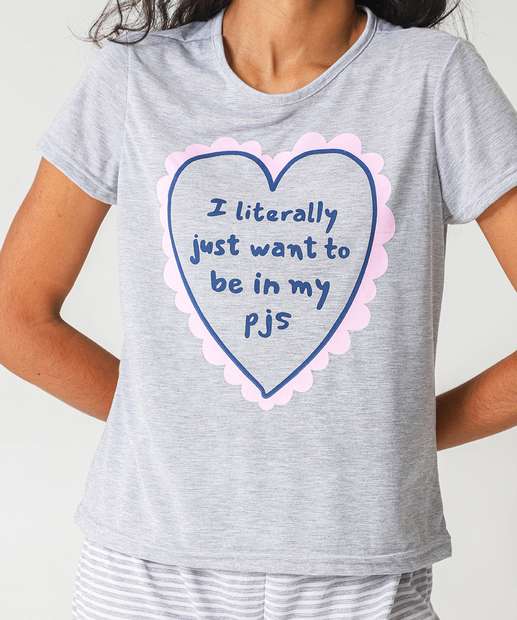 Pijama Feminino Estampado Marisa Cinza