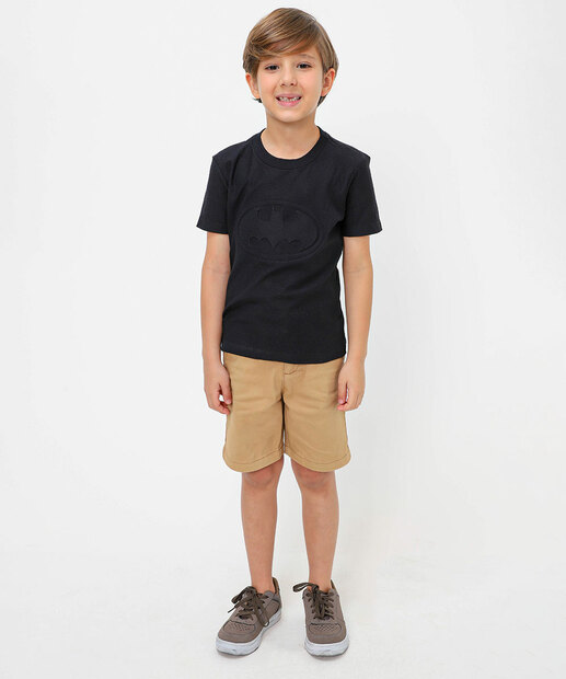 Camiseta Infantil Textura Batman Warner Bros Tam 4 a 10 Preto