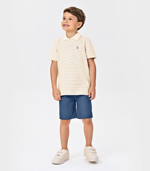 Conjunto Infantil Polo Com Bermuda Trick Nick Bege